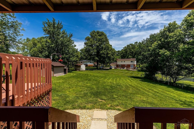 1366 Devils Backbone Rd, Green Twp, OH 45233 - view of green lawn featuring a wooden deck