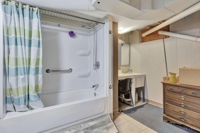 1366 Devils Backbone Rd, Green Twp, OH 45233 - full bath with shower / bath combination with curtain, vanity, and tile patterned floors