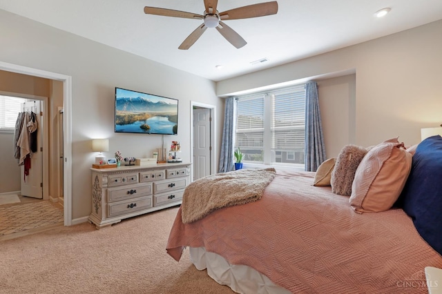 5859 Parkview Ln, Miami Twp, OH 45150 - bedroom with light carpet, a ceiling fan, and baseboards