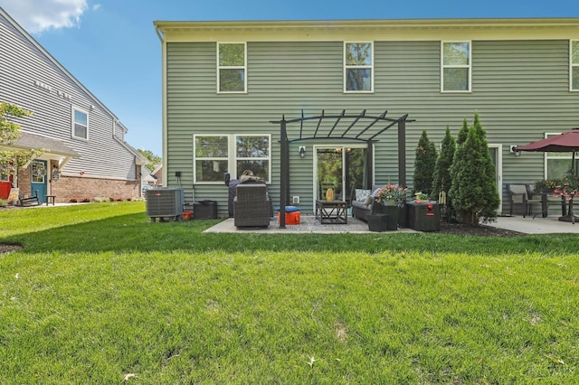 5859 Parkview Ln, Miami Twp, OH 45150 - rear view of property featuring a pergola, a patio, a yard, and cooling unit