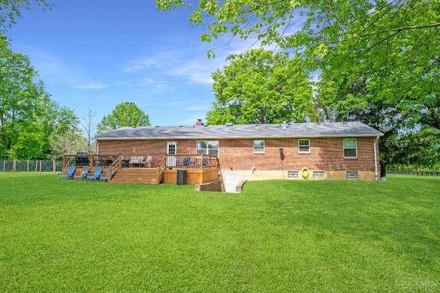 6290 Ludlum Rd, Salem Twp, OH 45152 - back of house featuring a deck and brick siding