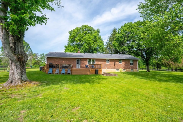 6290 Ludlum Rd, Salem Twp, OH 45152 - back of house featuring a wooden deck and brick siding