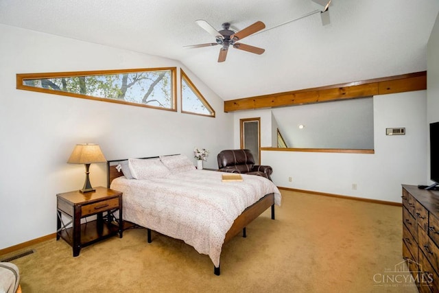 4723 Rosedale Rd, Middletown, OH 45042 - bedroom with light colored carpet, vaulted ceiling, and baseboards