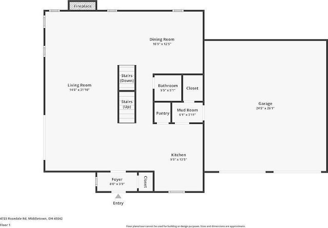 4723 Rosedale Rd, Middletown, OH 45042 - property floor plan