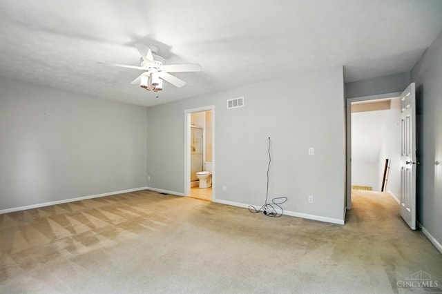 6872 Sandharbor Ct, Hamilton Twp, OH 45039 - unfurnished bedroom with light colored carpet, baseboards, connected bathroom, and ceiling fan