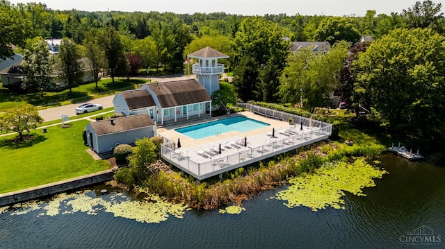 6872 Sandharbor Ct, Hamilton Twp, OH 45039 - view from above of property with a nearby body of water and a pool area