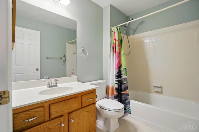 6872 Sandharbor Ct, Hamilton Twp, OH 45039 - full bathroom with toilet, vanity, tile patterned floors, and shower / bath combination with curtain
