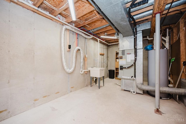 4634 Courtwood Cir, Union Twp, OH 45103 - unfinished basement featuring gas water heater and a sink