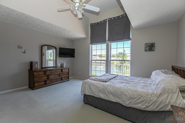 6260 Lake Front, Mason, OH 45040 - bedroom with carpet floors, baseboards, a textured ceiling, and ceiling fan