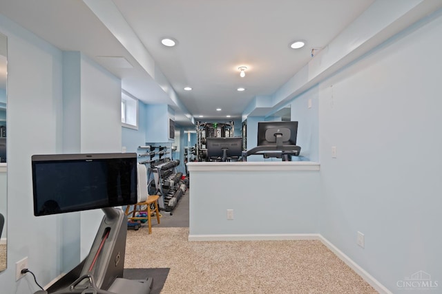 2489 Swings Corner Pt Isabel Rd, Tate Twp, OH 45106 - workout area featuring recessed lighting, carpet floors, and baseboards