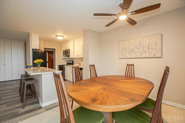 2324 Madison Rd Unit 506, Cincinnati, OH 45208 - dining space with ceiling fan, baseboards, and wood finished floors