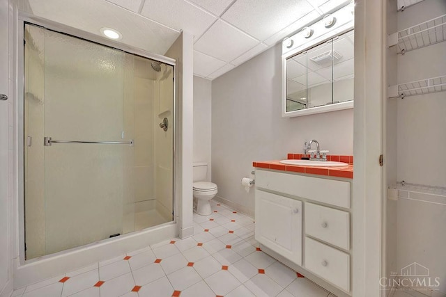 8714 Wuest Rd, Colerain Twp, OH 45251 - full bath with a stall shower, vanity, toilet, and baseboards