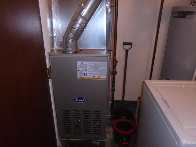 18 Blackwell Ct, Fairfield, OH 45014 - utility room with washer / dryer, heating unit, and gas water heater