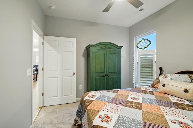 5014 S Castle Ct, Liberty Twp, OH 45011 - bedroom featuring light colored carpet, ceiling fan, and baseboards