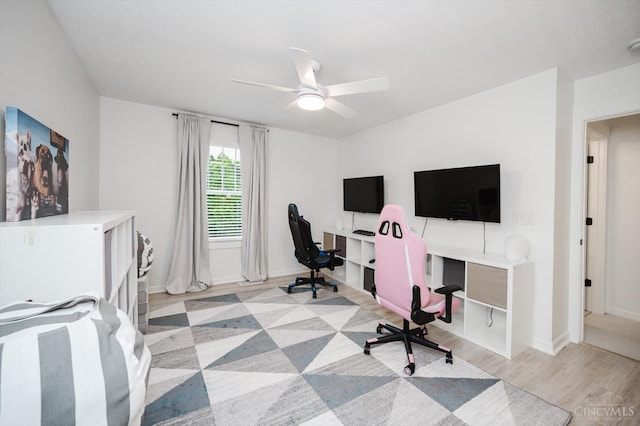 1171 Craig Ct, Hamilton Twp, OH 45039 - home office with wood finished floors, ceiling fan, and baseboards