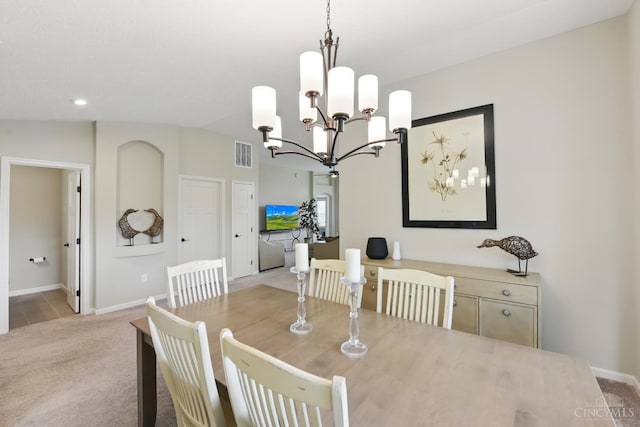 1387 Lake Run Dr, Turtle Creek Twp, OH 45036 - dining room featuring light carpet, a chandelier, baseboards, and recessed lighting
