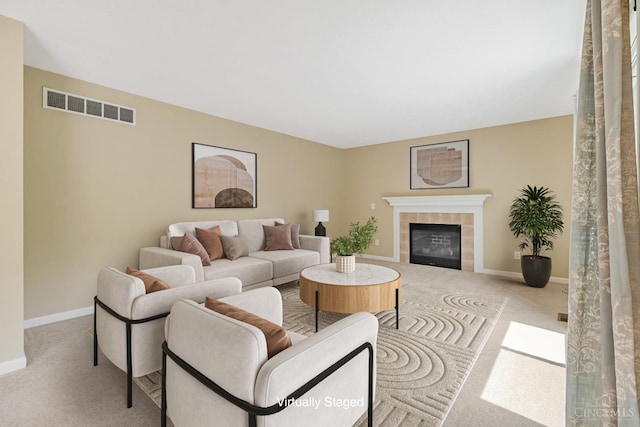 4600 Blainfield Ct, Union Twp, OH 45103 - living area with light carpet, baseboards, and a fireplace