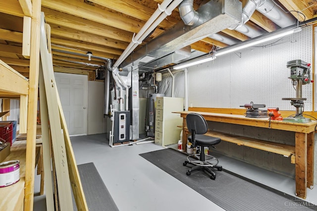4600 Blainfield Ct, Union Twp, OH 45103 - unfinished basement with heating unit, a workshop area, and gas water heater