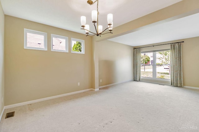 4600 Blainfield Ct, Union Twp, OH 45103 - empty room featuring healthy amount of natural light, a chandelier, carpet flooring, and baseboards