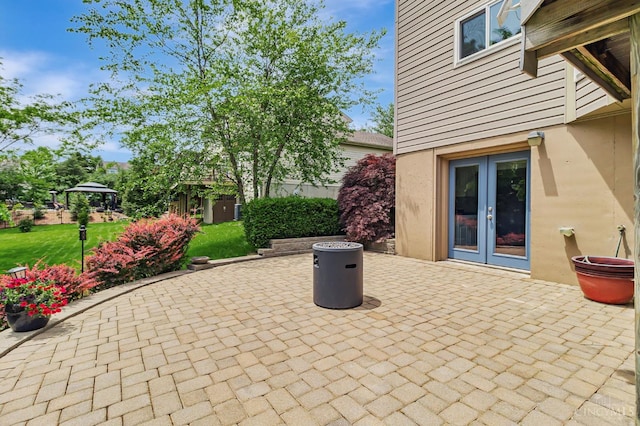 4600 Blainfield Ct, Union Twp, OH 45103 - view of patio featuring french doors, an outbuilding, and a gazebo