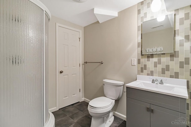 4600 Blainfield Ct, Union Twp, OH 45103 - bathroom with toilet, baseboards, vanity, a stall shower, and tile patterned floors
