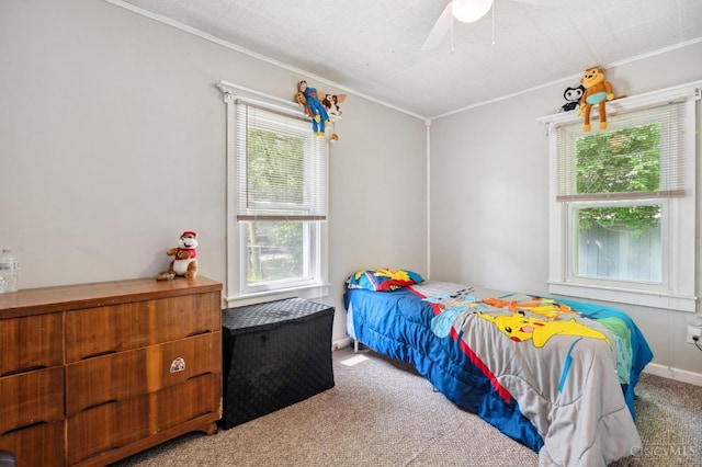 849 E Columbus St, Wilmington, OH 45177 - carpeted bedroom with ornamental molding and ceiling fan