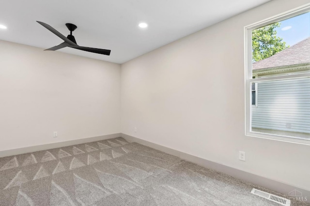 797 Fourth St, Reading, OH 45215 - spare room featuring a ceiling fan, carpet, recessed lighting, and baseboards