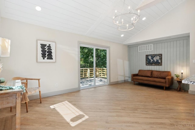 797 Fourth St, Reading, OH 45215 - sitting room featuring a chandelier, light wood-type flooring, baseboards, recessed lighting, and high vaulted ceiling