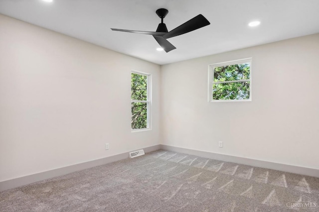 797 Fourth St, Reading, OH 45215 - carpeted empty room with recessed lighting, baseboards, and a ceiling fan