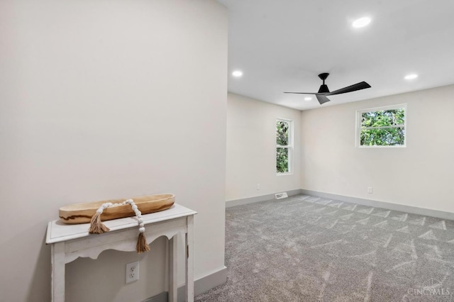 797 Fourth St, Reading, OH 45215 - carpeted spare room with recessed lighting, a ceiling fan, and baseboards