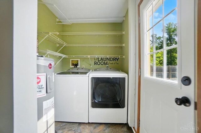3914 Brookville Dr, Batavia Twp, OH 45102 - laundry area with electric water heater and washing machine and clothes dryer