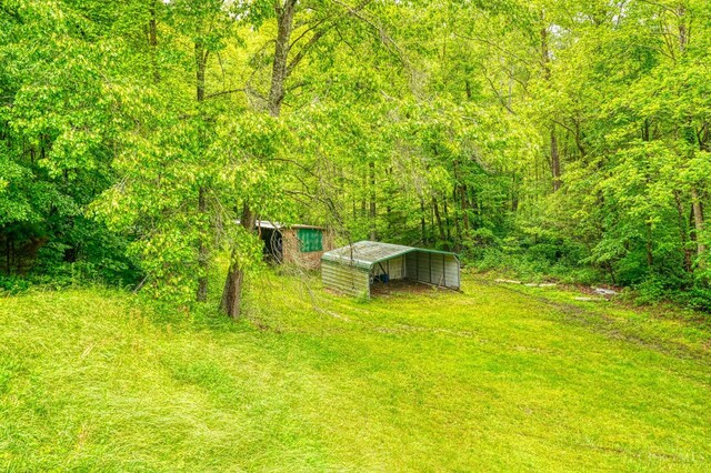 973 Umblebee Rd, Liberty Twp, OH 45613 - view of yard featuring a carport and a forest view