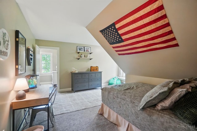7757 Misty Meadows Ct, Harlan Twp, OH 45152 - carpeted bedroom featuring lofted ceiling and baseboards