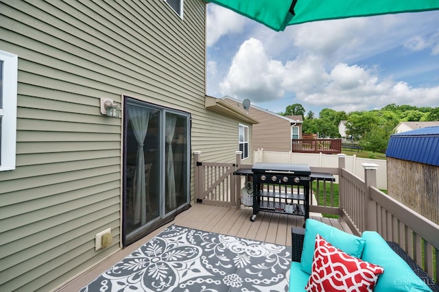 1240 Carriage Hill Ln, Hamilton, OH 45013 - wooden deck featuring a grill