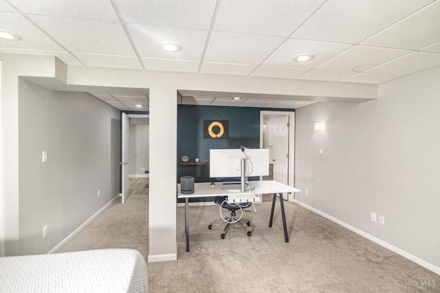 7638 Lake Pointe, Hamilton Twp, OH 45039 - carpeted office with recessed lighting, a drop ceiling, and baseboards