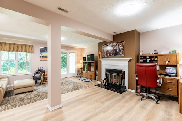 1627 Braintree Dr, Anderson Twp, OH 45255 - office with a textured ceiling, light wood finished floors, plenty of natural light, and a glass covered fireplace