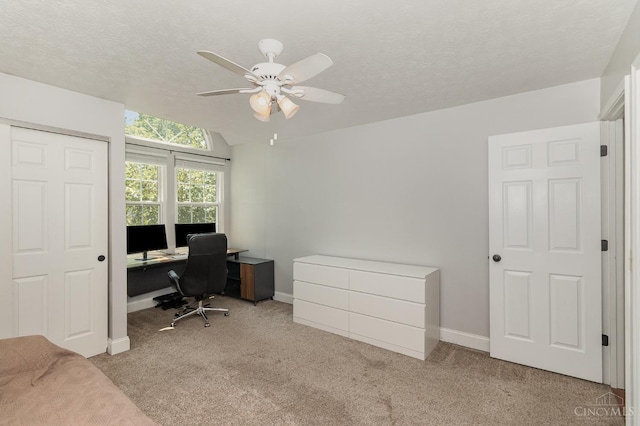 1732 Emerald Glade Ln Unit 6D, Anderson Twp, OH 45255 - carpeted office with a ceiling fan, baseboards, and a textured ceiling