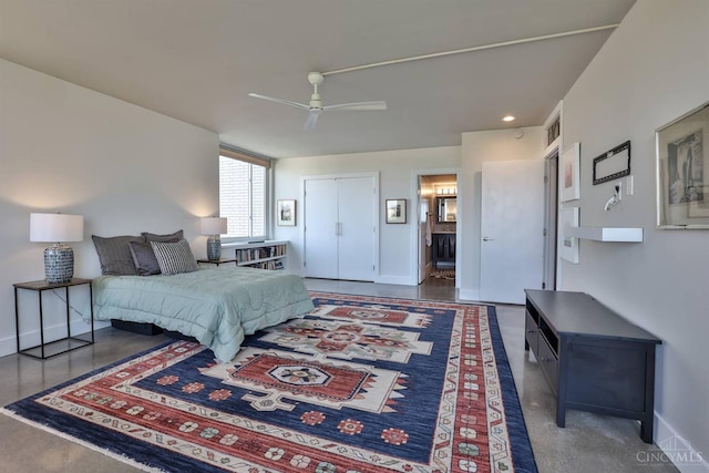 2401 Ingleside Ave Unit 10D, Cincinnati, OH 45206 - bedroom with baseboards, ceiling fan, and recessed lighting