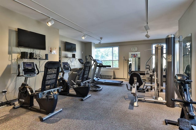2401 Ingleside Ave Unit 10D, Cincinnati, OH 45206 - workout area featuring rail lighting and carpet floors
