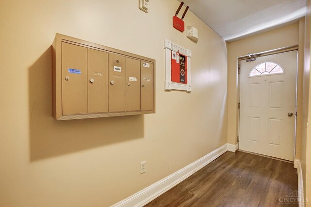2110 Fulton Ave Unit 3, Cincinnati, OH 45206 - entryway featuring dark wood-style floors, baseboards, and mail area