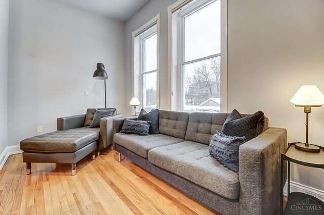 2110 Fulton Ave Unit 3, Cincinnati, OH 45206 - living room with hardwood / wood-style flooring and baseboards