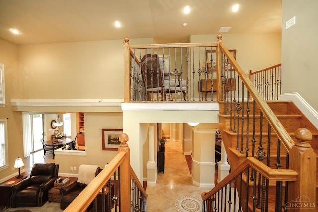4625 Guildford Dr, West Chester, OH 45069 - staircase featuring baseboards and recessed lighting