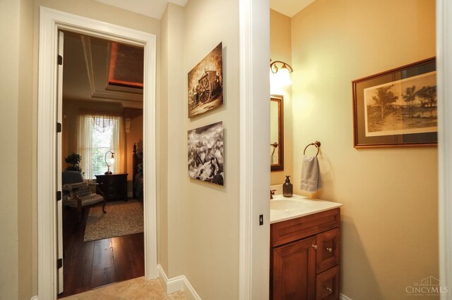 4625 Guildford Dr, West Chester, OH 45069 - hall with a sink, light wood-type flooring, and baseboards