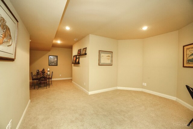 4625 Guildford Dr, West Chester, OH 45069 - below grade area with light carpet, recessed lighting, and baseboards