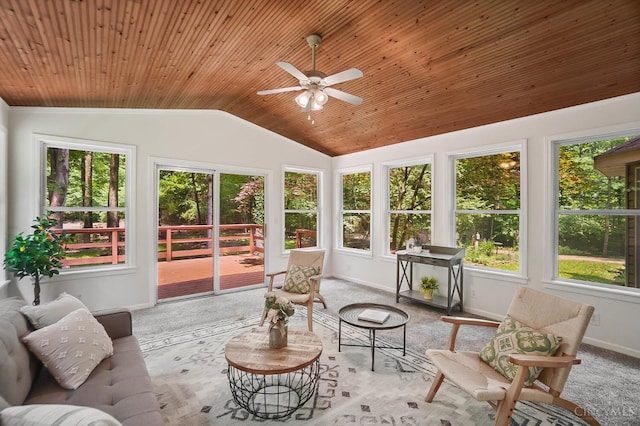 2193 Phillips Rd, Union Twp, OH 45036 - sunroom featuring healthy amount of natural light, vaulted ceiling, wood ceiling, and carpet