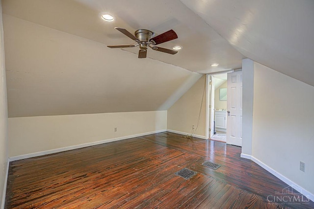 3947 Ruth Ln, Cheviot, OH 45211 - bonus room with wood-type flooring, ceiling fan, lofted ceiling, and recessed lighting