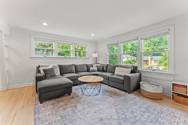 6530 Cliff Ridge Ln, Columbia Twp, OH 45213 - living area with wood finished floors, plenty of natural light, baseboards, and recessed lighting