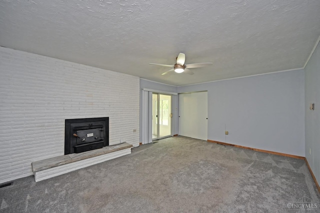 9660 N Dixie Hwy, Franklin Twp, OH 45005 - unfurnished living room with a ceiling fan, baseboards, carpet floors, and a textured ceiling