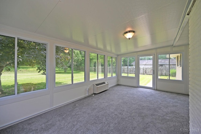 9660 N Dixie Hwy, Franklin Twp, OH 45005 - unfurnished sunroom featuring a wall mounted air conditioner and vaulted ceiling