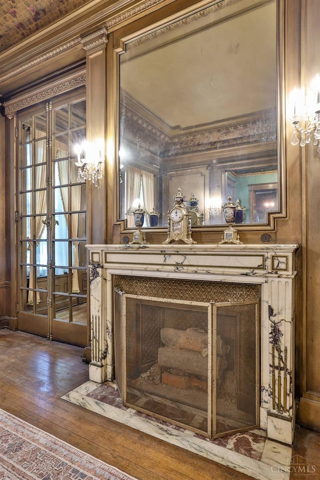 2334 Upland Pl, Cincinnati, OH 45206 - detailed view of ornamental molding, french doors, and wood finished floors